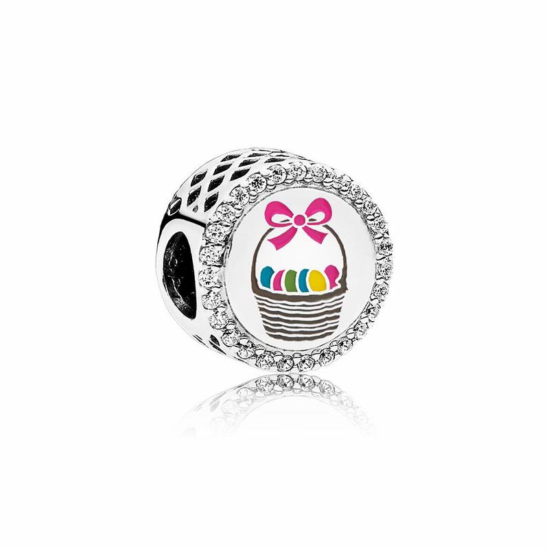 Pandora Easter Basket Charm - Sterling Silver/Enamel/Pink/Cubic Zirconia - Canada | BG9265RP